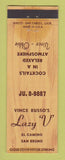 Matchbook Cover - Vince Russo's Lazy V San Bruno CA