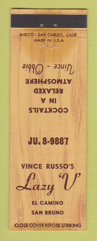 Matchbook Cover - Vince Russo's Lazy V San Bruno CA