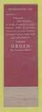Matchbook Cover - Gruen Watches Hart's Jewelry Lorain OH