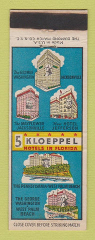 Matchbook Cover - Kloeppel Hotels Jacksonville West Palm Beach FL