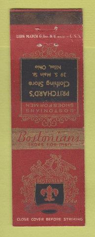 Matchbook Cover - Bostonian Men's Shoes Pritchard's Niles OH