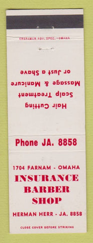 Matchbook Cover - Insurance Barber Shop Omaha NE