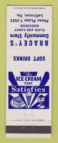 Matchbook Cover - Bracey's Community Store Grocery LaCrosse VA Ice Cream