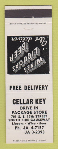 Matchbook Cover - Cellar Key Liquor Fort Lauderdale FL
