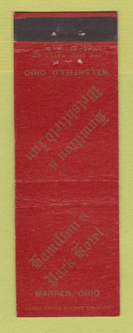 Matchbook Cover - Hamilton's Park Hotel Warren OH Hamilton's Welshfield Inn OH