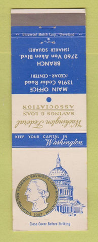 Matchbook Cover - Washington Federal Savings Cleveland Shaker Heights OH WORN