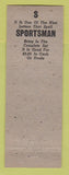 Matchbook Cover - The Sportsman Newark NJ sporting goods fishing tackle guns