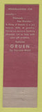Matchbook Cover - Gruen Watches Wolovits Jewelry Cleveland OH