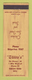 Matchbook Cover - Tibbie's Restaurant Indian Ford WI