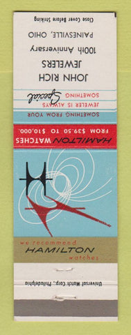 Matchbook Cover - Hamilton Watches John Rich Jewelry Painesville OH