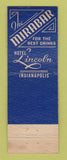 Matchbook Cover - Hotel Lincoln Indianapolis IN WEAR
