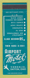 Matchbook Cover - Airport Motel Dayton OH Vandalia