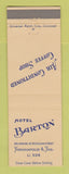 Matchbook Cover - Hotel Barton Indianapolis IN
