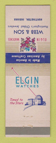 Matchbook Cover - Elgin Watches Webb & Son Jewelry Huntington IN