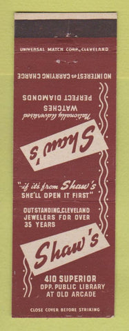 Matchbook Cover - Shaw's Jewelry Cleveland OH