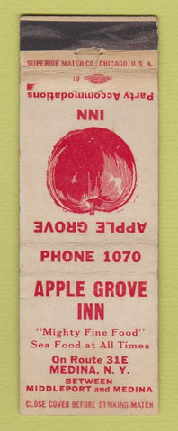 Matchbook Cover - Apple Grove Inn Medina NY WORN