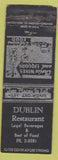 Matchbook Cover - Dublin Restaurant WORN
