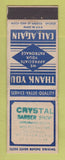 Matchbook Cover - Crystal Barber Shop WEAR