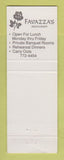 Matchbook Cover - Favazza's Restaurant St Louis MO