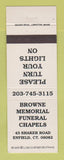 Matchbook Cover - Browne Memorial Funeral Home Enfield CT