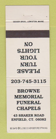 Matchbook Cover - Browne Memorial Funeral Home Enfield CT
