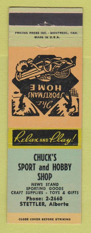 Matchbook Cover - Chuck's Sport and Hobby Shop Stettler AB