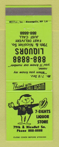 Matchbook Cover - 7 Eights Liquor Store Minneapolis MN