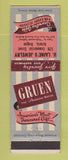 Matchbook Cover - Gruen Watches U Laine's Jewelry Astoria OR