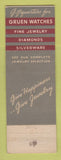 Matchbook Cover - Gruen Watches U Laine's Jewelry Astoria OR