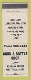 Matchbook Cover - Cork & Bottle Shop Westfield MA liquor WORN BACK