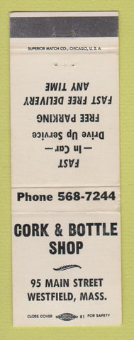 Matchbook Cover - Cork & Bottle Shop Westfield MA liquor WORN BACK