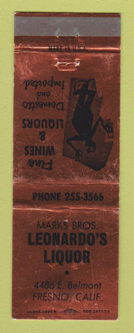 Matchbook Cover - Leonardo's Liquor Fresno CA WORN BACK