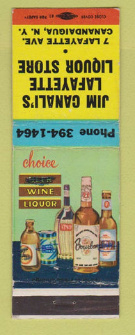 Matchbook Cover - Jim Canali's Lafayette Liquor Store Canandaigua NY