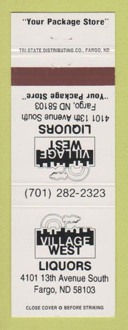 Matchbook Cover - Village West Liquor Store Fargo ND