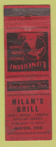 Matchbook Cover - Milam's Grill Jackson OH WORN