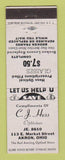 Matchbook Cover - CJ Hess Optician Akron OH