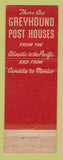 Matchbook Cover - Greyhound Post Houses bus