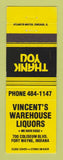 Matchbook Cover - Vincent's Warehouse Liquors Fort Wayne IN