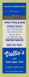 Matchbook Cover - Vallie's State Liquor Store Arlington VT