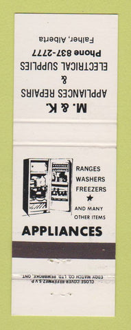 Matchbook Cover - M&K Appliance Repair Falher AB
