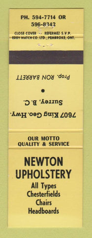 Matchbook Cover - Newton Upholstery Surrey BC YELLOW