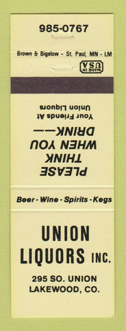Matchbook Cover - Union Liquors Lakewood Colorado