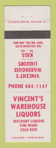 Matchbook Cover - Vincent's Warehouse Liquors Fort Wayne IN