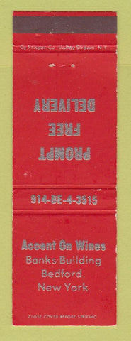 Matchbook Cover - Accent on Wines Liquor Bedford NY