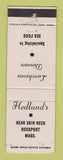 Matchbook Cover - Hedlund's Restaurant Rockport MA Bear Skin Neck