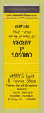 Matchbook Cover - Mary's Fruite Flowers Autora ON Caruso's 1966