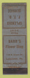 Matchbook Cover - Barr's Flowers FTD Lancaster PA WEAR
