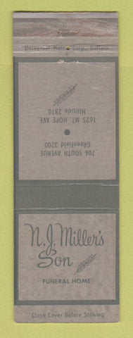 Matchbook Cover - NJ Miller's Son Funeral Home Rochester? NY