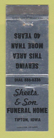 Matchbook Cover - Sheets & Son Funeral Home Tipton IA WEAR