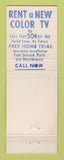 Matchbook Cover - Granada Color TV Rental Montreal QC Barrie Hamilton ON
